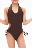 Family Match Halter Cut Out One piece Swimsuit 