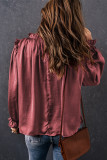 Red Frilled Neck Ruffled Long Sleeve Blouse