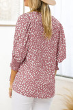 Puff Half Sleeves Printing Chiffon Blouse 