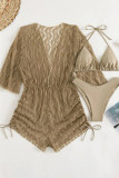See Through Lace Cover Up 3PCS Bikini Set 