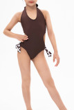 Family Match Halter Cut Out One piece Swimsuit 