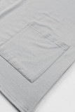 Gray Side Pockets Short Sleeve Tunic Top