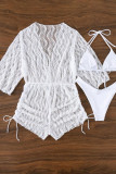 See Through Lace Cover Up 3PCS Bikini Set 