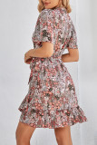 Wrap V Neck Side Sash Vintage Floral Dress