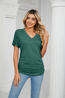 Plain V Neck Basic Jersey Top