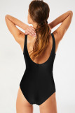 Black Twist Front Backless One-piece Swimwear