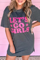 Gray LET'S GO GIRLS Casual T Shirt Dress