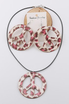 Leopard Round Earrings With Necklace Set MOQ 5pcs