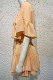 Drawstring Flare Sleeves Ruffle Mini Dress 
