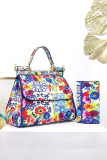 Floral Printed Hand Bag with Purse 2pcs Set MOQ 3pcs