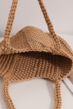 Plain Woven Crochet Beach Bag 