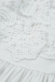 White Lace Splicing Flowy Tank Top