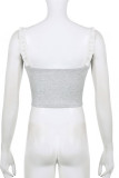 Grey Lace Splicing Sling Crop Top 