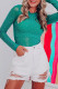 Green Rhinestone O-neck Long Sleeve Bodysuit