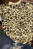 Leopard Bleached O-neck Short Sleeve T Shirt