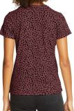 Red Cheetah Print O-neck Short Sleeve T Shirt