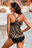 Leopard Printed Lined Tankini Swimsuit