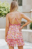 Pink Gardenia Print Tie Back Mini Dress