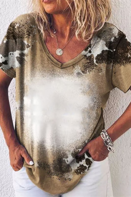 Blank Apparel -  Brown Western Cow Spotted Bleached T Shirt