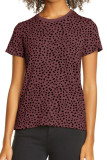 Red Cheetah Print O-neck Short Sleeve T Shirt