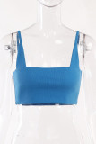 Plain Square Neck Knit Cami Crop Top