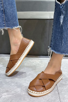 Strappy PU Slip On Shoes 