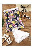 Black Floral Bandeau Tankini 2pcs Swimsuit