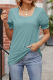 Plain Square Neck Puff Sleeves Top