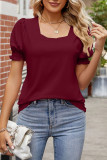 Plain Square Neck Puff Sleeves Top