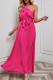 Rose One Shoulder Ruffles Maxi Dress Wish Sash