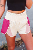 Pink Color Block Split High Waist Shorts