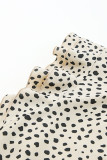 Leopard Ruffle High Neck Flowy Blouse