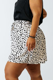 White Plus Size Dalmatian Print High Waist Shorts
