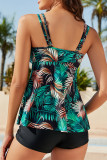 Tropical Print Hollow Out Strappy Tankini Set