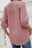 Pink Half Sleeve Buttoned Dotted Blouse