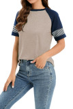 Colorblock Splicing Stripe Tee