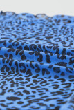 Blue 3pcs Leopard Bikini & Sarong Swim Set