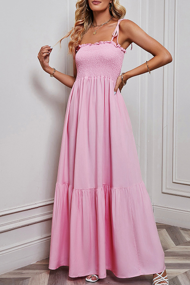 Spaghetti Strap Plain Open Back Maxi Sheath Dress main image 1