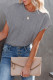 Gray Textured Knit Short Sleeve Top