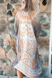 Gray Mandala Fashion Print Half Sleeve Kimono