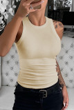 Apricot Solid Ribbed Knit Slim Fit Tank Top
