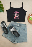 Let's Go Girls Cowgirl Boots Star Spaghetti Straps Crop Top