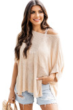 Apricot Loose Fit Split Pocket Half Sleeve Knitted Top