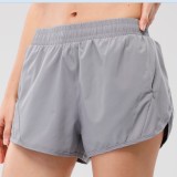 Plain Elastic Waist Zipper Pocket Sports Shorts