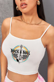 Vintage Style Rock and Roll Spaghetti Straps Crop Top