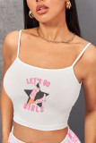 Let's Go Girls Cowgirl Boots Star Spaghetti Straps Crop Top