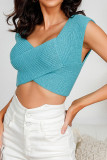 Turquoise Twisted Knit Crop Top