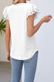 Plain V Neck Ruffles Tiered Sleeves Top