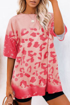 Pink Leopard Bleached Boyfriend T Shirt