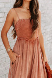 Fade Peach Smocked Top Wide Leg Cami Jumpsuit